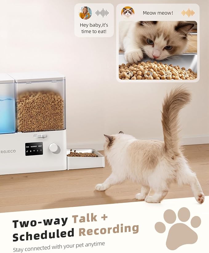 2-in-1 WiFi Automatic Cat Feeder and Water Dispenser with Camera | 1080 HD Camera/Night Vision/2.4G,5G WiFi APP/Customizable Feeding/8.5L Large Capacity/Stainless Steel Bowl/Detachable Clean