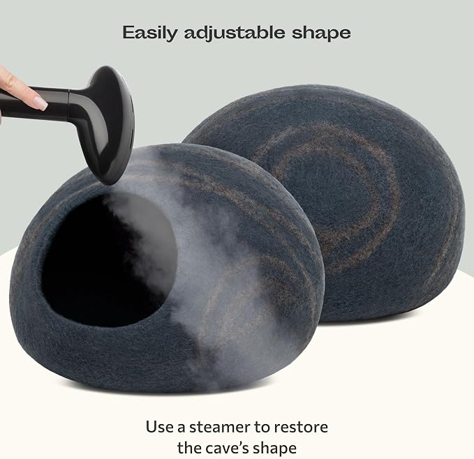 Cat Cave – Premium Felt Cat Bed Enclosure for Indoor Cats, Handmade Merino Wool (Slate Gray, Medium)