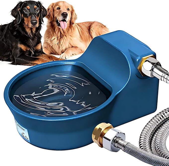 Patented Automatic Dog Water Dispenser, 2L Dog Water Bowl Dispenser Fit 3/4''GHT Faucet, Outdoor Automatic Water Dispenser for Dogs Chicken Waterer, Accessories Included: Water Hose, Copper Connector