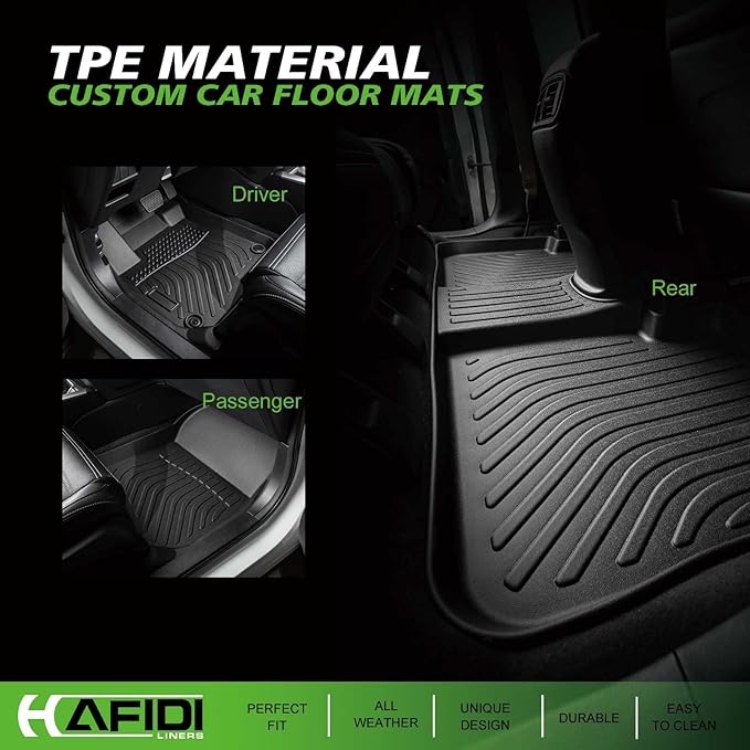 HAFIDI® Floor Mats Fit for Kia Optima 2016-2020 & Hyundai Sonata & Hybrid 2015-2019 All Weather Protection TPE Anti-Slip Automotive Floor Liners, Fits 1st & 2nd Row Full Set Custom Accessories, Black