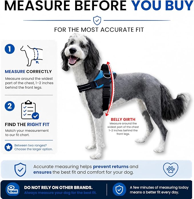 ShawnCo Essential Dog Harness, No-Pull Pet Vest (Moonglow,L) | 3 Leash Clips, Easy On, No-Choke, Reflective, Adjustable Fit, Padded Comfort, Control Handle, For Small, Medium & Large Dogs