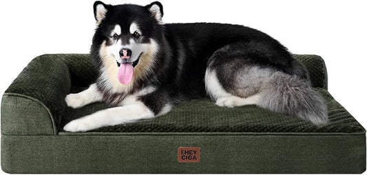 EHEYCIGA XXL Dog Bed Memory Foam, Orthopedic Giant Dog Bed Jumbo with Washable Removable Cover, Waterproof Pet Sofa Couch with Nonskid Bottom, 48x35x7.5, Dark Green | Washable Removable Cover, Waterproof Flat Pet Sofa Couch with Nonskid Bottom, 48x35x7.5
