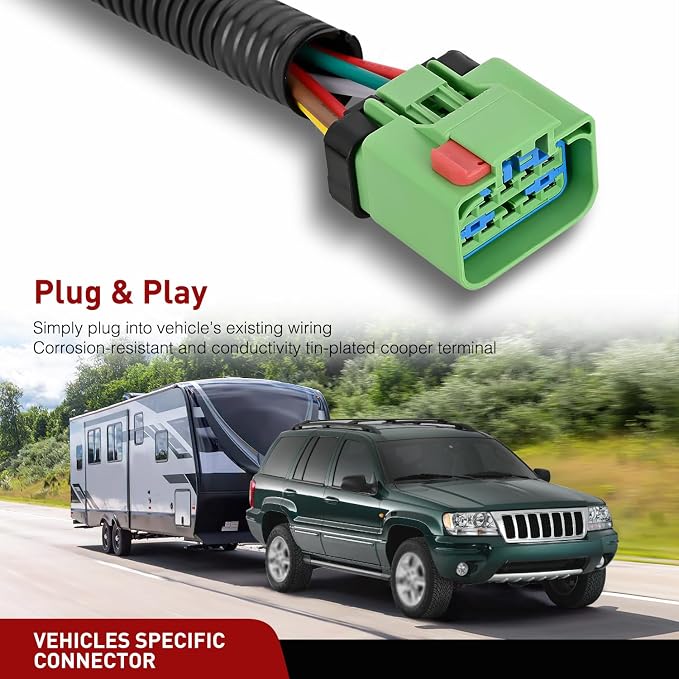 Nilight 4 Pin Trailer Wiring Harness Kit 55369 Simple Fit Tow Hitch | Vehicle Standard 4 Way Connector Custom for 1999 2000 2001 2002-2004 Jeep Cherokee Including Laredo and with Skid Shield