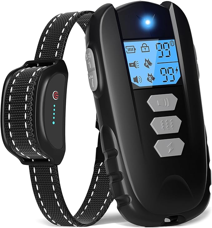 Dog Shock Collar with Remote Control – Shock Collar for Dogs 10–120 lbs, 2000FT Long Range IPX7 Waterproof Rechargeable Dog Training Collar with 4 Safe Modes Beep Vibration Shock & Flashlight Black