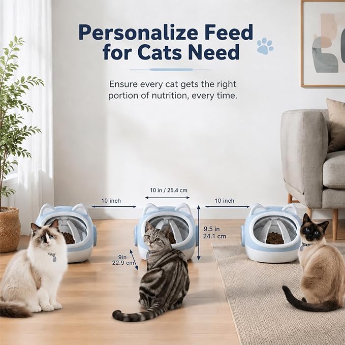 RFID Smart Pet Feeder with Dual Collar Tags – Automatic Food Bowl with Scheduled Feeding Times, LCD Display, Voice Recorder, Supports Wet & Dry Food for Multi-Pet Households