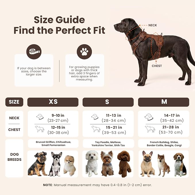 No Pull Dog Harness and Leash Set 3-in-1 Adjustable Anti Pull Dog Harness with Hands-Free Matching Leash,Poop Bag Holder,Easy Walk Dog Harness Small Sized Dog(Cocoa)