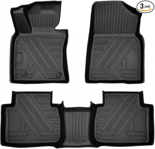 Camry Floor Mats Compatible with 2018-2024 Toyota Camry FWD Models, Non Hybrid or AWD Models，All Weather 3D Tech Waterproof Durable Anti-Slip TPE Floor Liners 1st ＆ 2nd Row Custom-fit Set Accessories