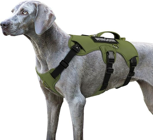 Wingoin Escape Proof Dog Harness,Green (L) | Soft Padded Handle,Anti Escape,Non Slip,for Walking Hunting Running