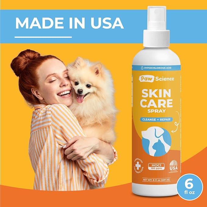 Paw Science Skin & Wound Care Spray for Dogs & Cats – Lick-Safe Antiseptic Healing Aid, Itch Relief & Skin Repair Treatment for Hot Spots, Rashes, Cuts, Burns, & Irritation