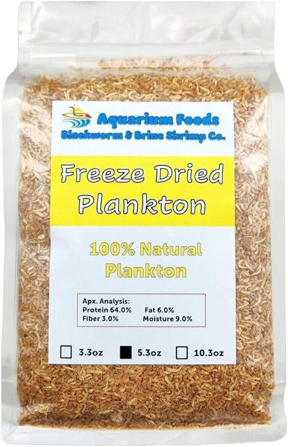 Aquatic Foods Inc. Plankton, Freeze Dried Pacific Plankton for All Marine Fish, Corals, Anemones, All Tropical Fish, Cichlids, Discus, Tetras, Goldfish, Koi & Pond Fish…5.3oz Clear Bag