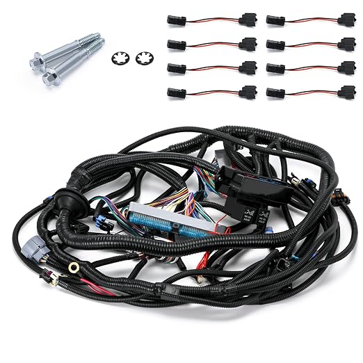 4L60E DBC LS Standalone Wiring Harness Compatible with GM LS1 1999-2006 Vortec Engines 4.8L 5.3L 6.0L Drive by Cable, with 8 Pack Fuel Injector Connector Adapter EV1 Transfer to EV6