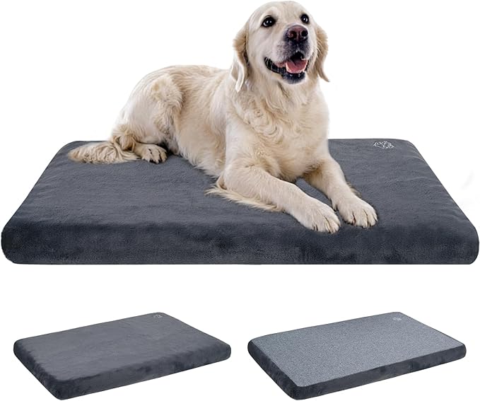 EMPSIGN Dog Bed Mat Crate Pad Mattress, Ultra Soft Pet Kennel, Grey, XXL | Reversible(Cool & Warm), Waterproof Linings, Removable Machine Washable Cover, for 48" Dog Crate, Firm Support