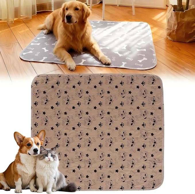Pee Pads with Pheromones, Elite Pads for Cats, Washable Pee Pads for Dogs, Leak-Proof & Anti-Slip Pet Training Pad for Home & Travel(Brown-B, XL:35.4'' x 31.5'')