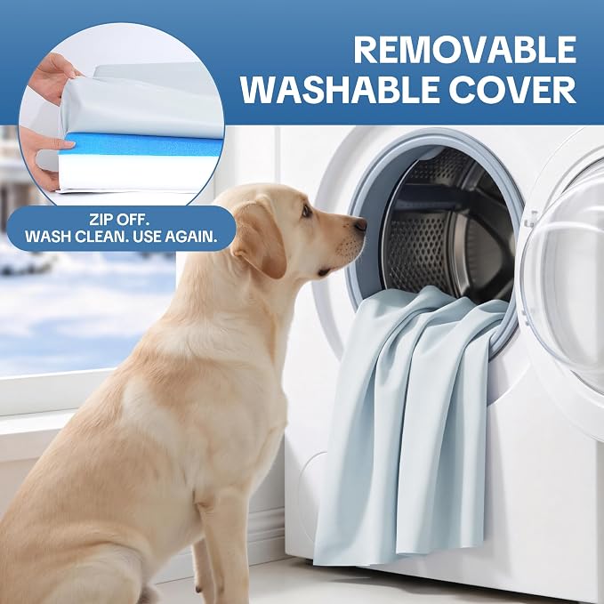 Cooling Dog Car Seat Bed for Back Seat, Blue Waterproof Dog Car Seat Cushion with Removable Machine Washable Cover, Thick Supportive Pet Travel Mat with Non-Slip Bottom, 54"L x 24.8"W x 2"H