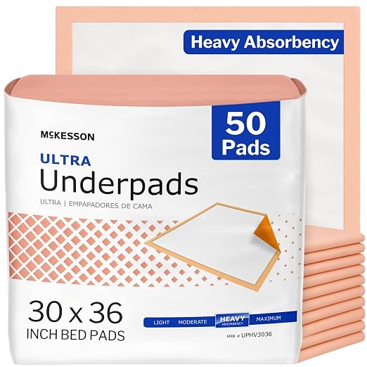 McKesson Underpads Bed Pads, Heavy Absorbency, 30 x 36 in, 50 ct | Chux Pads for Adults and Elderly, Baby Changing, Pee Pad for Pets