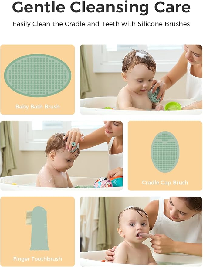 Momcozy Core Baby Kit, Basic Baby Shower Gift & Registry Essential Kit | Grooming&Health&Cleansing Care Set, Nail File Kits,Nasal Aspirator,Gas Relief Tubes,Bath Brushes,Toothbrush,Comb,Storage Case