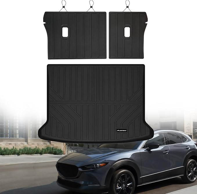 Cargo Mat for 2020-2025 2026 Mazda CX-30 with Backrest Mat,TPE All Weather Protection for CX30 Trunk Mat Covering The Backrest Mat with Velcro Fastener Accessories,Black