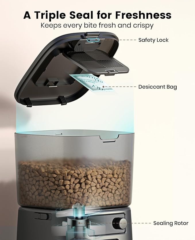 oneisall Automatic Cat Feeder, 2.4G WiFi Cat Food Dispenser with App, 12 Cups/3.5L Auto Cat Feeder for Dry Food, Timed Cat Feeder with Portion Control for Small Pets Indoor | Timed Meals, Feed Now, Feeding Logs, Slow Feed, Precise Portion, Dual Power B...