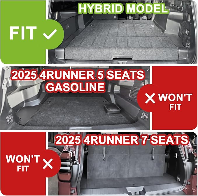 TripleAliners Floor Mats & Trunk Mat All Weather Liners Compatible With Toyota 2025 2026 4Runner Accessories Custom Fit TPE Heavy-Duty Waterproof Anti-Slip Floor Liner (5 Seats ONLY) - Only for Hybrid