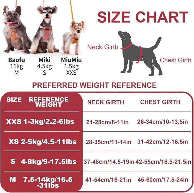 Puppytie Dog Harness with Multifunction Dog Leash,Soft Adjustable No Choke Escape Proof Pet Harness Vest for Medium Dogs or Large Dogs,red Hawthorn,M