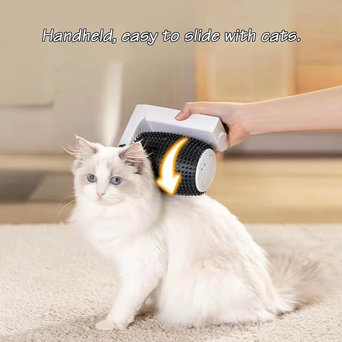 Automatic Cat Groomer - Self Grooming Brush Station with Catnip, Softer Corner Scratcher, Facial Grooming Tool for Kittens | Self Cleaning Brushs for Long Short Pet Care Indoor