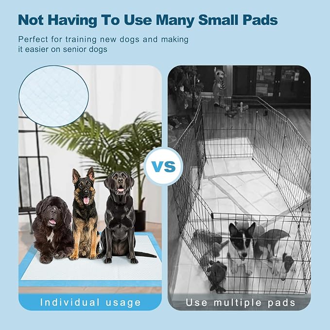 Boscute Enormous Size 54"x37" Pee Pads for Large Dogs, Heavy Absorbent Quick Dry Disposable Puppy Pee Pads, Thicken Strong Leak-Proof Backing Disposable Dog Pads (100 Counts)