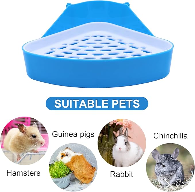 Litewoo Rabbit Litter Box Toilet Bunny Corner Litter Pan Pet Toilet Potty for Guinea Pigs Hamster Chinchilla Ferret Rabbit Small Animal (Blue)