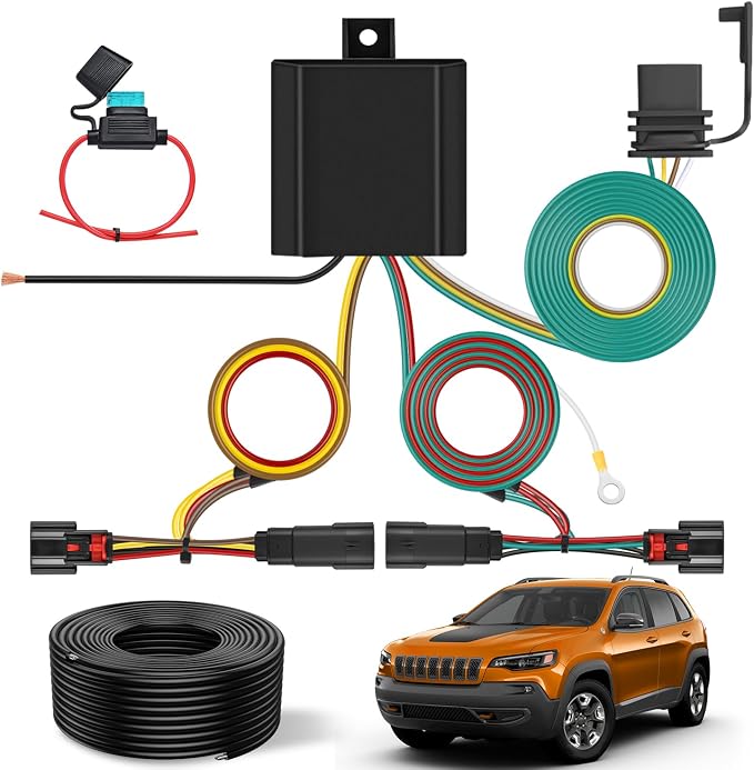 Nilight 4 Pin Trailer Wiring Harness Kit 56406 Simple Fit Tow Hitch | Vehicle Standard 4 Way Connector Custom for 2019 2020 2021 2022 2023 Jeep Cherokee