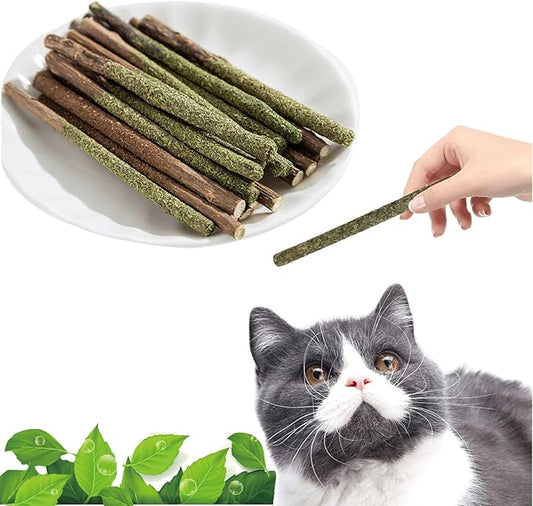 Natural Silvervine Sticks for Cats,Catnip Cat & Kitten Chew Toys Teeth Cleaning, Matatabi Cat Treat, Edible Kitty Toys (20PC)