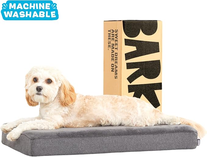 BarkBox Orthopedic Dog Bed - Small | with Memory Foam - Comfortable, Durable & Machine Washable Pet Bed - Grey