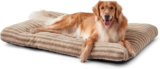 FURTIME Washable XL Dog Bed for Extra Large Dogs, Deluxe Dog Crate Beds | Comfy Fluffy Kennel Pad Anti-Slip Pet Sleeping Mat, Machine Washable Dogs Pillow, 40"x27"x3.5", Brown