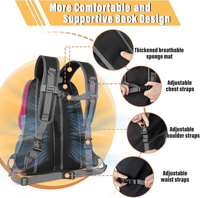 YUDODO Dog Front Carrier Backpack, Adjustable Breathable Dog Backpack | Ventilated, Safety Belt, Lightweight, Reflective Strip, Pocket Storage, For Walking Hiking Outdoor, Rose, M