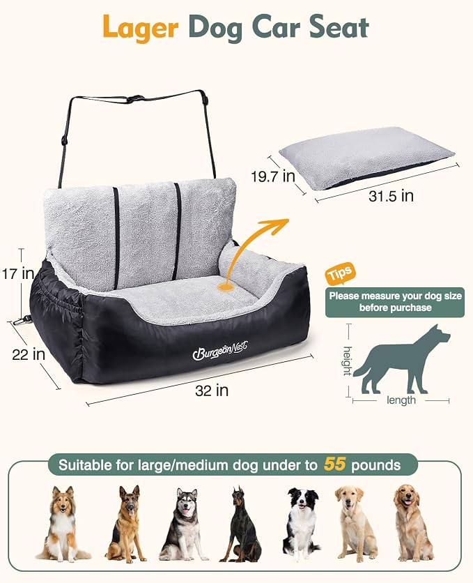 Dog Car Seat for Small Dogs & Cats Under 55 lbs,Black
