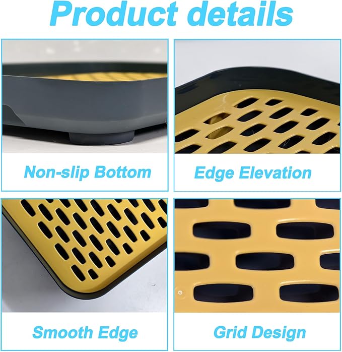 kathson Rabbit Litter Box, Bunny Potty Trainer Tray Guinea Pig Litter Box with Grid, Small Animal Toilet for Bunny Guinea Pigs Ferret Cats Chinchilla (Yellow)