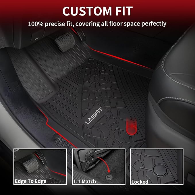 LASFIT Floor Mats for Jeep Grand Cherokee WL 2022-2025 2026 5-Seat (Include 4xe, NOT for L) All Weather TPE Custom Fit Car Mats Floor Liners 1st & 2nd Row, Black