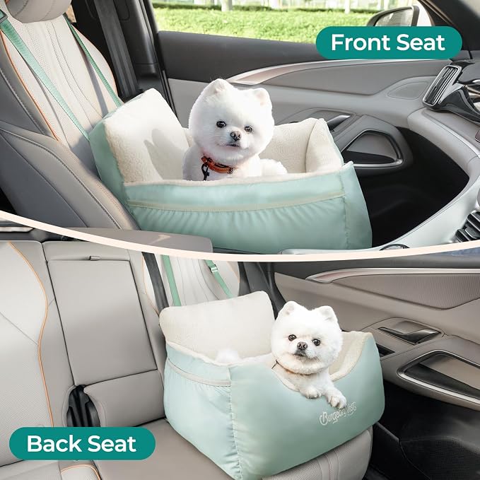 Dog Car Seat for Small Dogs & Cats Under 25 lbs, Beige Green