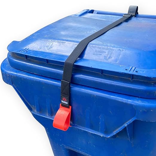 MAX – Extreme Weather Trash Can Lock, Rigid Polycarbonate Design Won’t Warp or Crack, Raccoon-Proof Garbage Bin Strap, One-Hand Operation