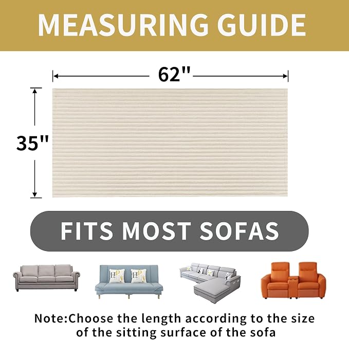HAOMAIJIA Waterproof Couch Cover for Dogs Washable,Faux Fur Pet Couch Covers for Sofa,Soft Dog Bed Cover Non-Slip Couch Covers for 3 Cushion Couch Sofa Pet Friendly (Off White, 35" x 62")