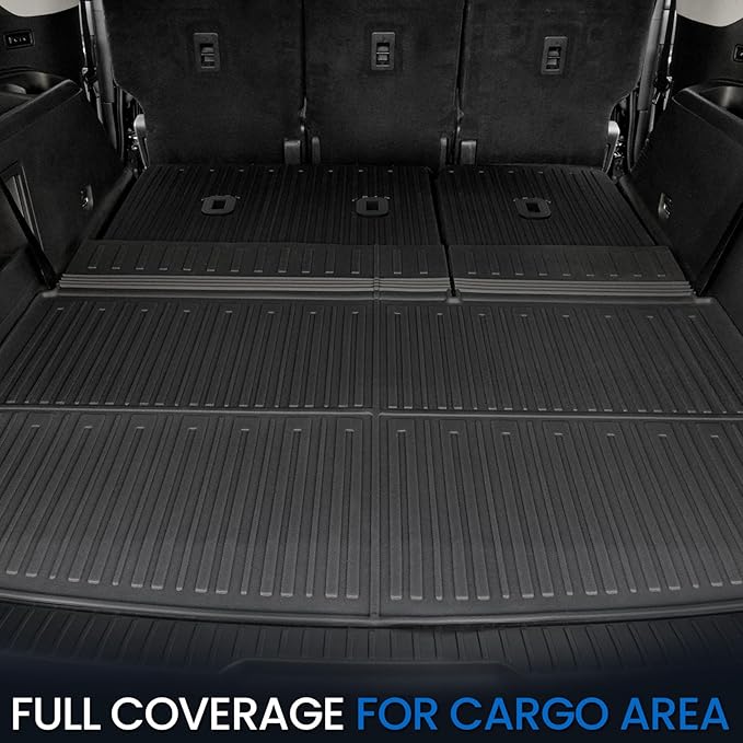 Cargo Mat Backrest Mats for 2018-2024 Ford Expedition Max 7/8 Seats, All Weather TPE Trunk Mat Cargo Liner Accessories (Cargo Mat+3rd Row Backrest Mats)
