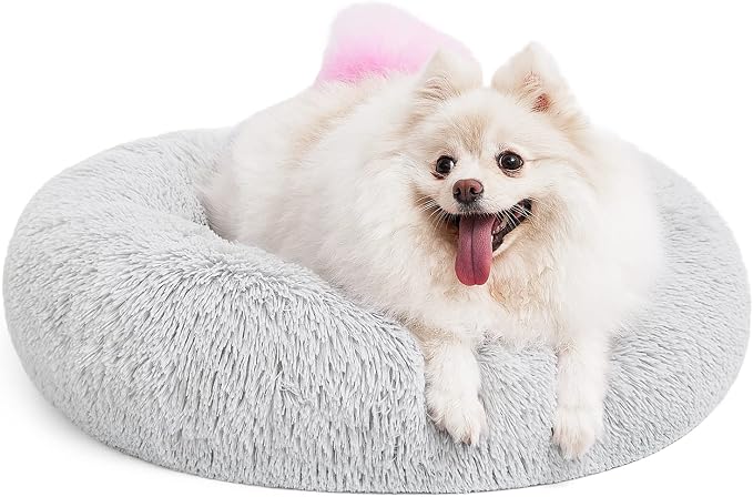 MIXJOY Orthopedic Dog Bed Comfortable Donut Cuddler Round Pet Beds Ultra Soft Washable Dog and Cat Cushion (20''/23''/30'') (23'', Grey)