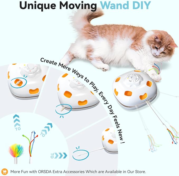 ORSDA Interactive Cat Toys for Indoor Cats, 5-in-1 Hide and Seek Kitten Toys, Interactive Automatic Rechargeable Electric,Whack-A-Mole Exercise Kicker Toy for Indoor Cats