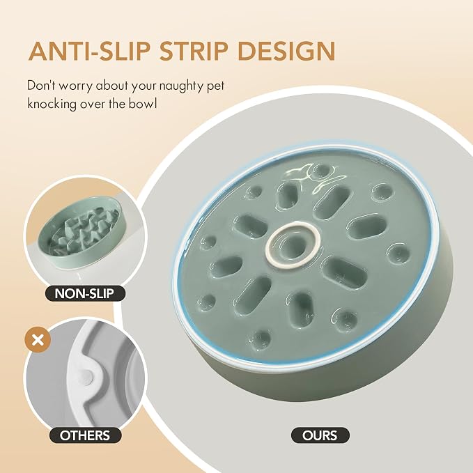Havniva Dog Bowls Slow Feeder, Ceramic Slow Feeder Dog Bowls for Fast Eater | 3.2 Cups Dog Food Bowl Puzzle Feeder, Slow Feeding Bowls for Large Dogs, Non-Slip Base, Anti-Choking