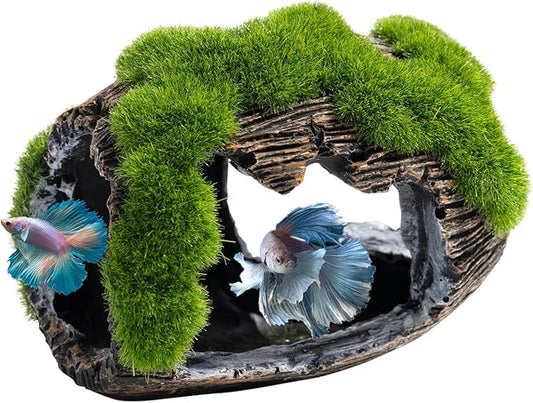 Betta Broken Barrel Decor Fish Tank Accessories, Resin Fish Hide Cave Aquarium Decoration Fish Tank Toys Hole Accessories (Small)