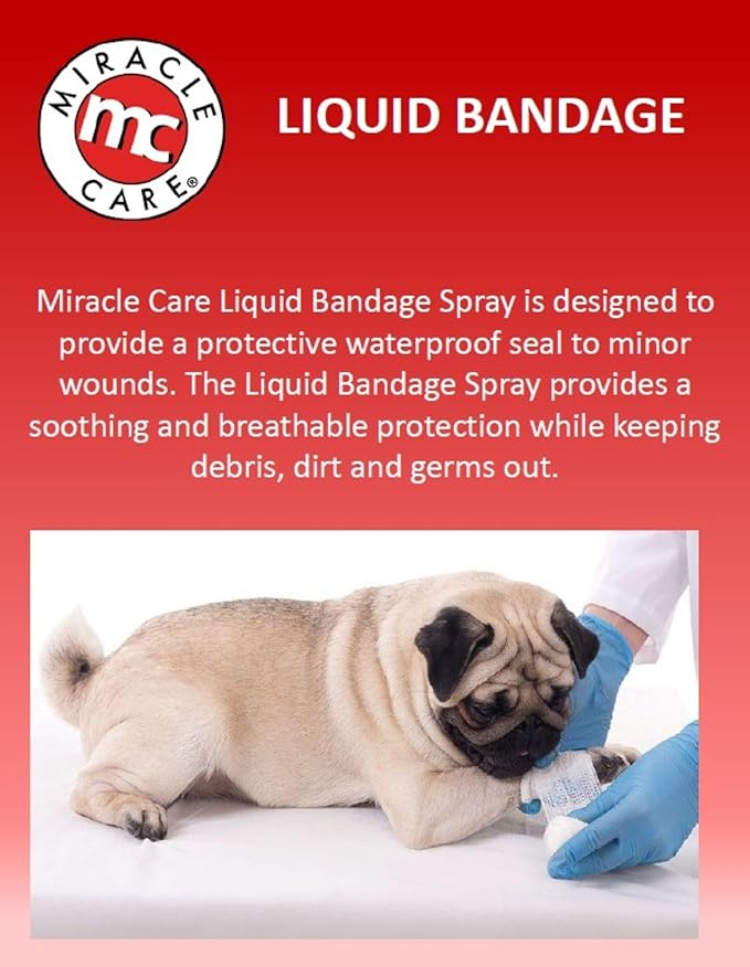 Miracle Care First Aid Liquid Bandage Spray for Dogs and Cats, 4 Ounce, Instantly Protects Minor Wounds and Discourages Licking
