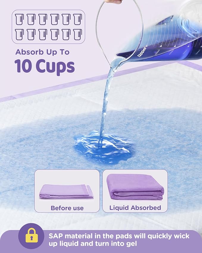iweepet 36"x36" 4XL Lavender Scented Disposable Dog Pee Pads, 45 Count | Extra Large Puppy Training Pads with 6-Layer Super Absorbent Protection, Leakproof Puppy Pads for Large Dogs & Senior Pets