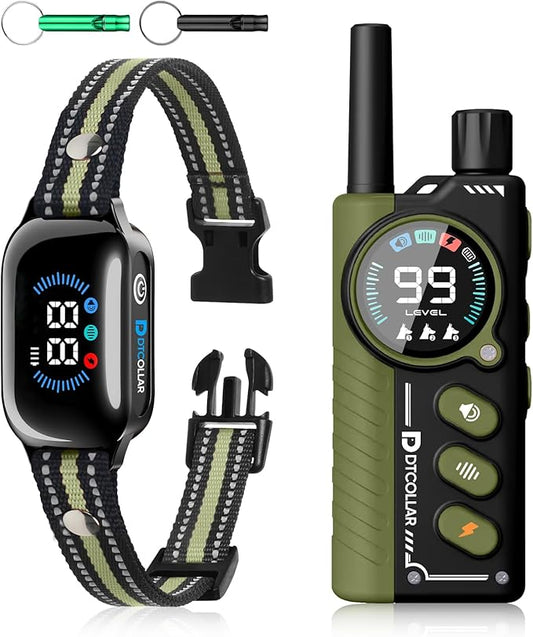2-in-1 Bark & Shock Collar - Color Screen Dog Training Collar with Beep/Vibration/Shock/Anti Bark 4 Modes, 3300FT E Collar with Remote for Small Medium Large Dogs, IP67 Waterproof Rechargeable