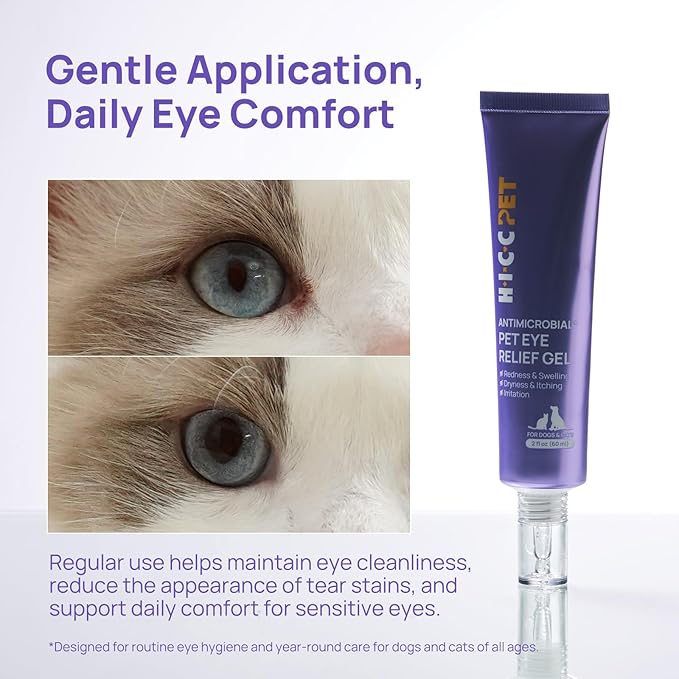 HICC PET Dog Eye Gel, Vet-Trusted Dog Eye Infection Treatment, Cat Eye Drops Wash, Soothes Irritation, Moisturizes Dry Eyes, Pet Eye Drops Ointment Alternative for Dogs, Cats, Horses. 4 fl oz