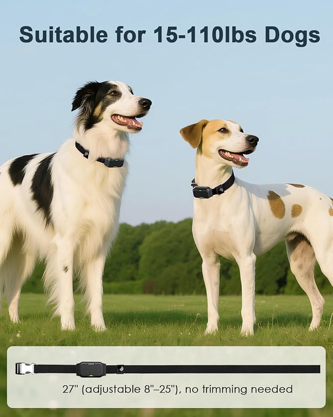 Shock Collar for Dogs, IP67 Waterproof Dog Training Collar with Remote Control, 3 Modes: Beep, Vibration, Safe Static, Rechargeable Adjustable for 15-110lbs Medium Large Dogs
