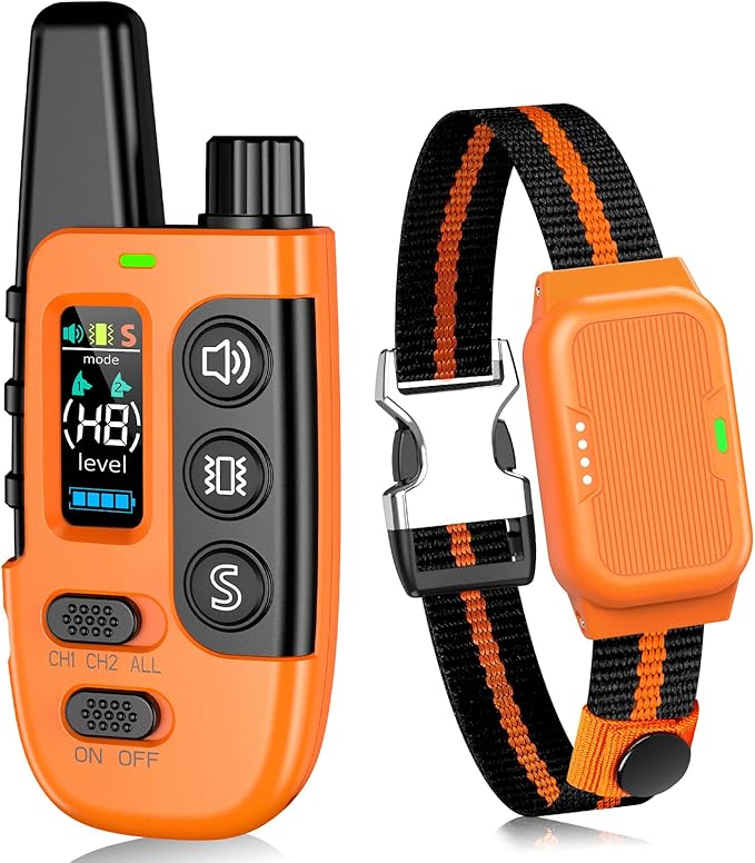Shock Collar for Dogs, IP67 Waterproof Dog Training Collar with Remote Control, 3 Modes: Beep, Vibration, Safe Static, Rechargeable Adjustable for 15-110lbs Medium Large Dogs
