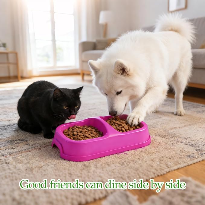 15 Pcs Plastic Cat Dog Food Water Bowl Set Double Pet Dog Food Bowl for Small Medium Size Puppies Cats Kennel Cattery, 5 Assorted Colors